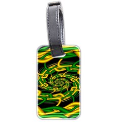 Green Yellow Fractal Vortex In 3d Glass Luggage Tags (two Sides) by Simbadda