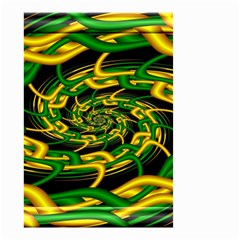 Green Yellow Fractal Vortex In 3d Glass Small Garden Flag (two Sides) by Simbadda