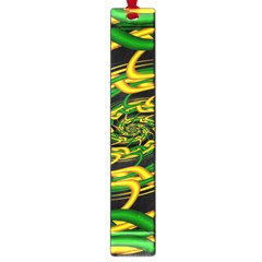 Green Yellow Fractal Vortex In 3d Glass Large Book Marks