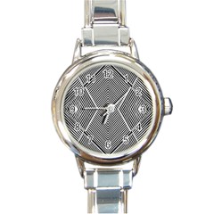 Black And White Line Abstract Round Italian Charm Watch by Simbadda