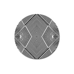 Black And White Line Abstract Magnet 3  (round)