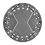 Black And White Line Abstract Round Filigree Ornament (Two Sides) Back