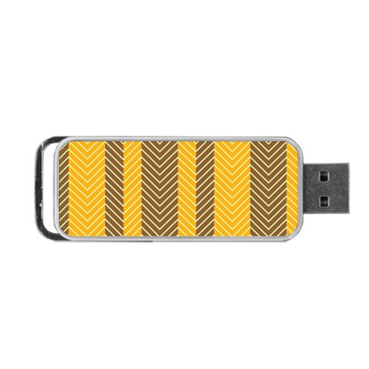 Brown And Orange Herringbone Pattern Wallpaper Background Portable USB Flash (Two Sides)