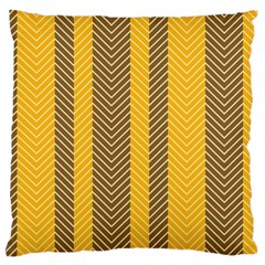 Brown And Orange Herringbone Pattern Wallpaper Background Large Flano Cushion Case (one Side) by Simbadda