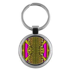 Fractal In Purple And Gold Key Chains (round)  by Simbadda