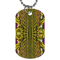 Fractal In Purple And Gold Dog Tag (One Side)