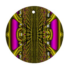 Fractal In Purple And Gold Round Ornament (Two Sides)