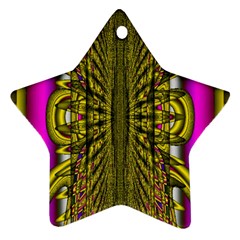 Fractal In Purple And Gold Star Ornament (Two Sides)