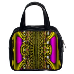 Fractal In Purple And Gold Classic Handbags (2 Sides)