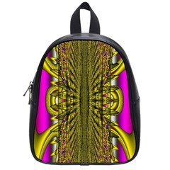 Fractal In Purple And Gold School Bags (Small) 