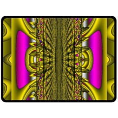 Fractal In Purple And Gold Fleece Blanket (Large) 