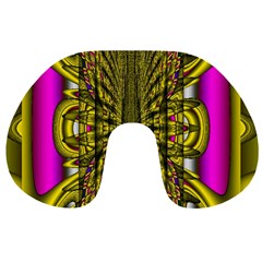 Fractal In Purple And Gold Travel Neck Pillows