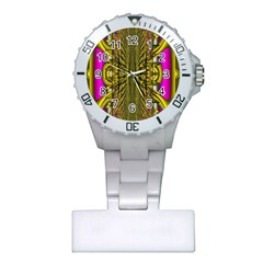Fractal In Purple And Gold Plastic Nurses Watch