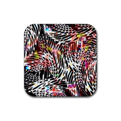Abstract Composition Digital Processing Rubber Square Coaster (4 Pack) 