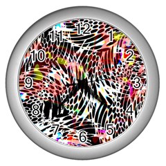 Abstract Composition Digital Processing Wall Clocks (silver) 