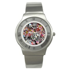 Abstract Composition Digital Processing Stainless Steel Watch by Simbadda