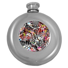 Abstract Composition Digital Processing Round Hip Flask (5 Oz)