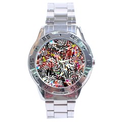 Abstract Composition Digital Processing Stainless Steel Analogue Watch by Simbadda