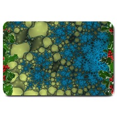 Holly Frame With Stone Fractal Background Large Doormat  by Simbadda