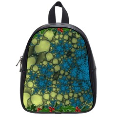 Holly Frame With Stone Fractal Background School Bags (small)  by Simbadda