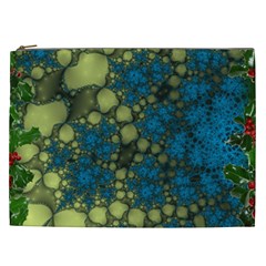 Holly Frame With Stone Fractal Background Cosmetic Bag (xxl)  by Simbadda