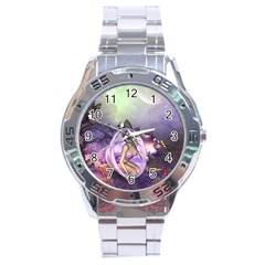 Wonderful Fairy In The Wonderland , Colorful Landscape Stainless Steel Analogue Watch by FantasyWorld7