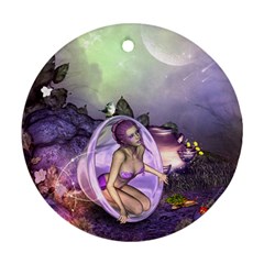 Wonderful Fairy In The Wonderland , Colorful Landscape Ornament (round) by FantasyWorld7