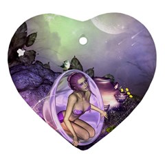 Wonderful Fairy In The Wonderland , Colorful Landscape Ornament (heart) by FantasyWorld7