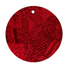 Deep Red Background Abstract Round Ornament (two Sides) by Simbadda