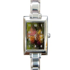 Abstract Brush Strokes In A Floral Pattern  Rectangle Italian Charm Watch