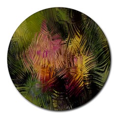 Abstract Brush Strokes In A Floral Pattern  Round Mousepads by Simbadda