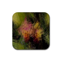 Abstract Brush Strokes In A Floral Pattern  Rubber Coaster (Square) 
