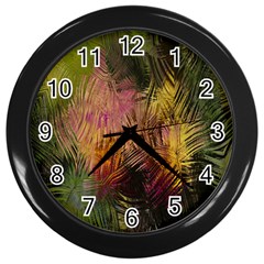 Abstract Brush Strokes In A Floral Pattern  Wall Clocks (Black)