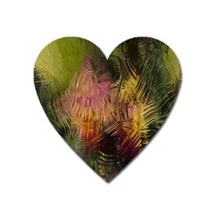 Abstract Brush Strokes In A Floral Pattern  Heart Magnet by Simbadda