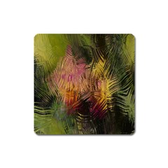 Abstract Brush Strokes In A Floral Pattern  Square Magnet