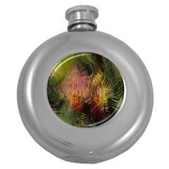 Abstract Brush Strokes In A Floral Pattern  Round Hip Flask (5 Oz)