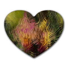 Abstract Brush Strokes In A Floral Pattern  Heart Mousepads