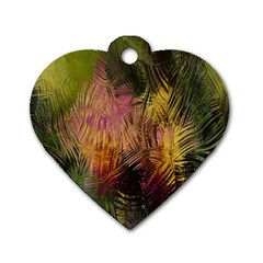 Abstract Brush Strokes In A Floral Pattern  Dog Tag Heart (one Side) by Simbadda