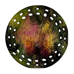 Abstract Brush Strokes In A Floral Pattern  Round Filigree Ornament (Two Sides)