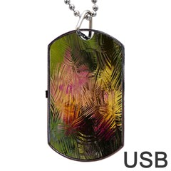 Abstract Brush Strokes In A Floral Pattern  Dog Tag USB Flash (Two Sides)