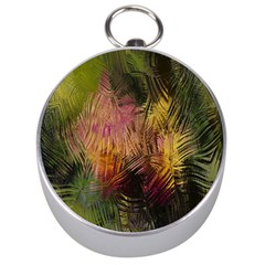 Abstract Brush Strokes In A Floral Pattern  Silver Compasses