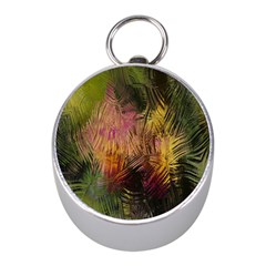 Abstract Brush Strokes In A Floral Pattern  Mini Silver Compasses
