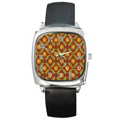 Beautiful Abstract Pattern Background Wallpaper Seamless Square Metal Watch by Simbadda