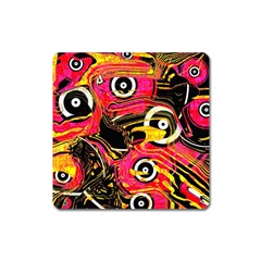 Abstract Clutter Pattern Baffled Field Square Magnet by Simbadda