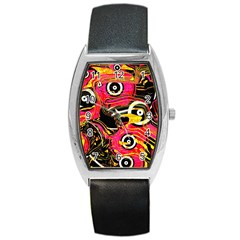 Abstract Clutter Pattern Baffled Field Barrel Style Metal Watch by Simbadda