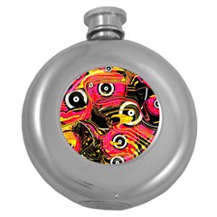 Abstract Clutter Pattern Baffled Field Round Hip Flask (5 Oz)