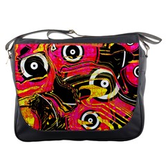 Abstract Clutter Pattern Baffled Field Messenger Bags by Simbadda