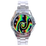 Background Colorful Vortex In Structure Stainless Steel Analogue Watch Front