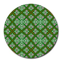 Digital Computer Graphic Seamless Geometric Ornament Round Mousepads by Simbadda