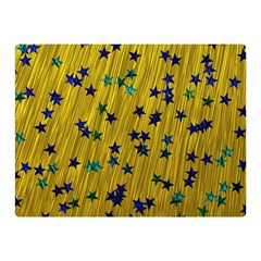 Abstract Gold Background With Blue Stars Double Sided Flano Blanket (mini)  by Simbadda